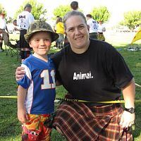 My son and I at the Idaho Highlander State Championships, Boise, Idaho, Sept. 2010.