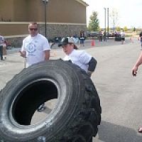 550 lb tire flip, Lifting Cars NAS contest.
